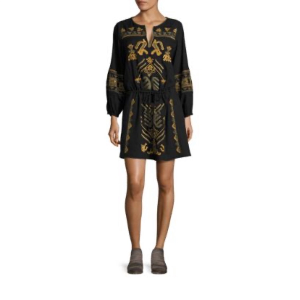 Free people embroidered knit drawstring minidress